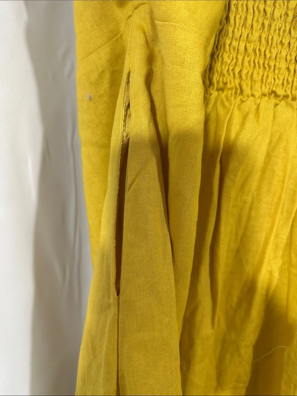 City Chic Yellow Linen Blend Bow Smocked Back Sundress Women's XXL/24 - Picture 10 of 10